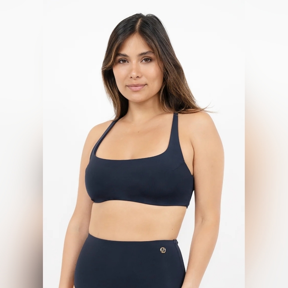 Crete Cross Back Bikini Top in Pebble